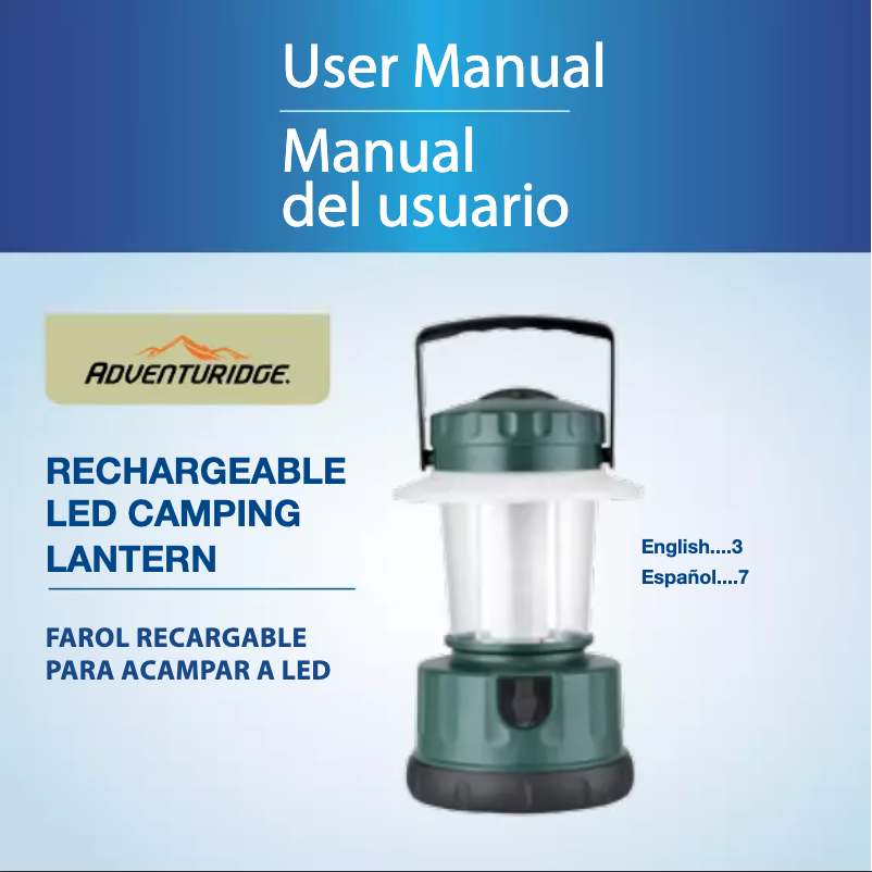 Page 1 de la notice Manuel utilisateur Adventuridge Rechargeable LED Camping Lantern 52358