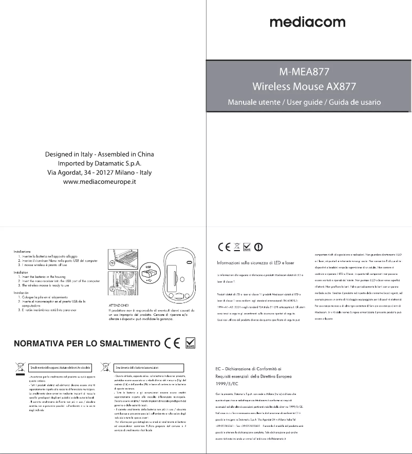 Image de la première page du manuel de l'appareil AX877