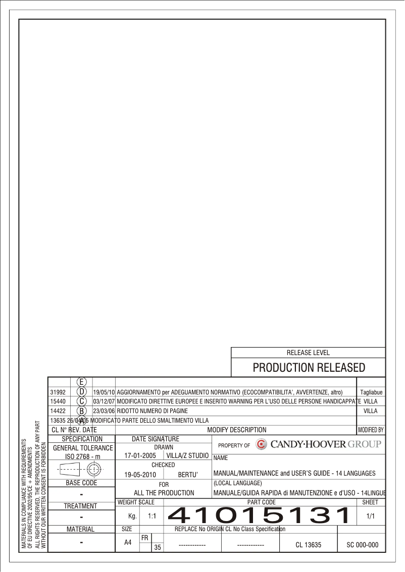Page 1 de la notice Manuel utilisateur Rosieres RBDP 2653