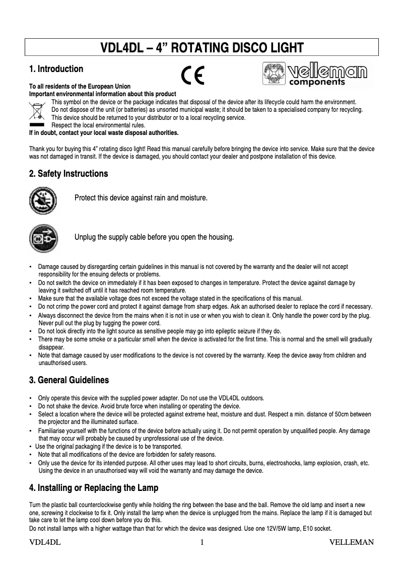 Imagen de la primera página del manual del dispositivo vdl4dl