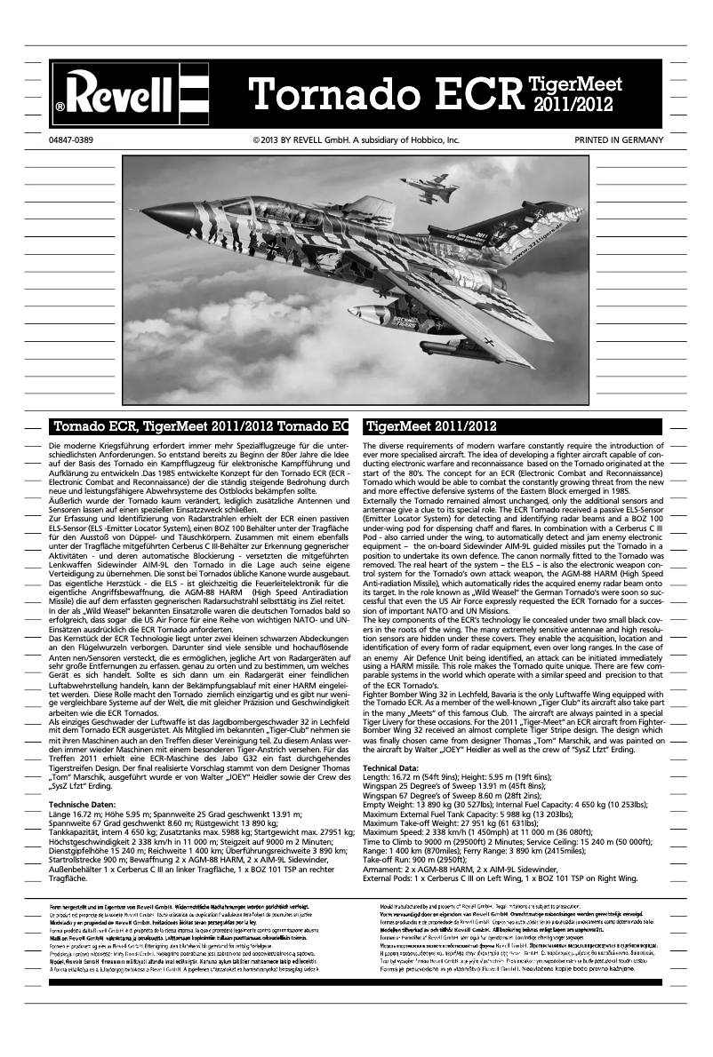 Página 1 del manual Manual de usuario Revell Tornado Lechfeld Tiger 2011