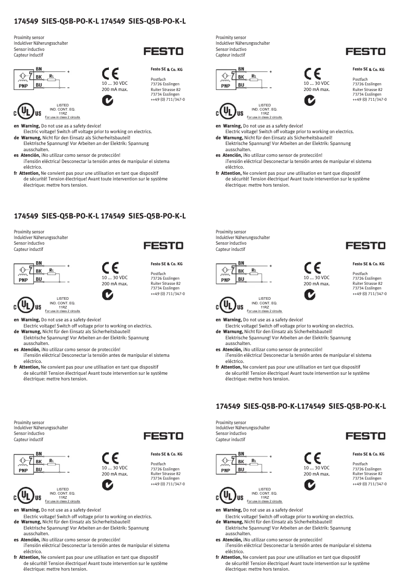 Page 1 de la notice Manuel utilisateur Festo SIES-Q5B-PO-K-L