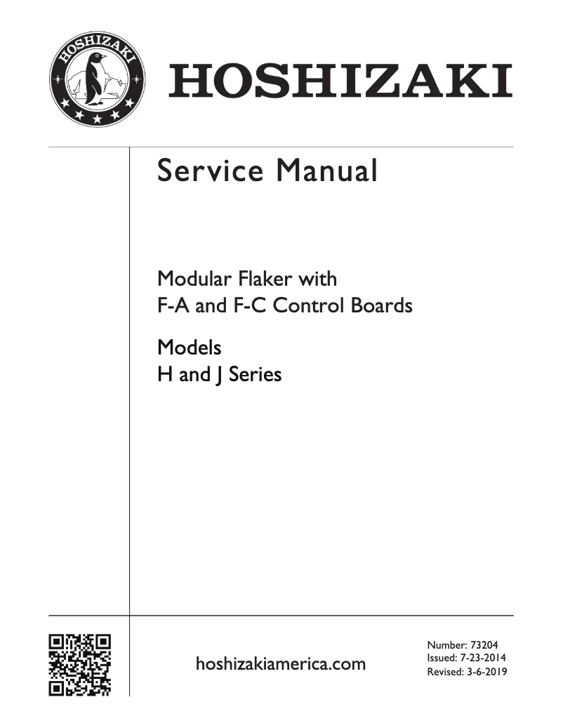 Page 1 de la notice Manuel utilisateur Hoshizaki F-1002MWJ