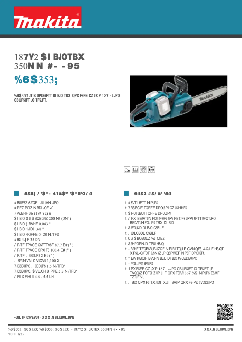 Page 1 de la notice Fiche technique Makita DUC353Z