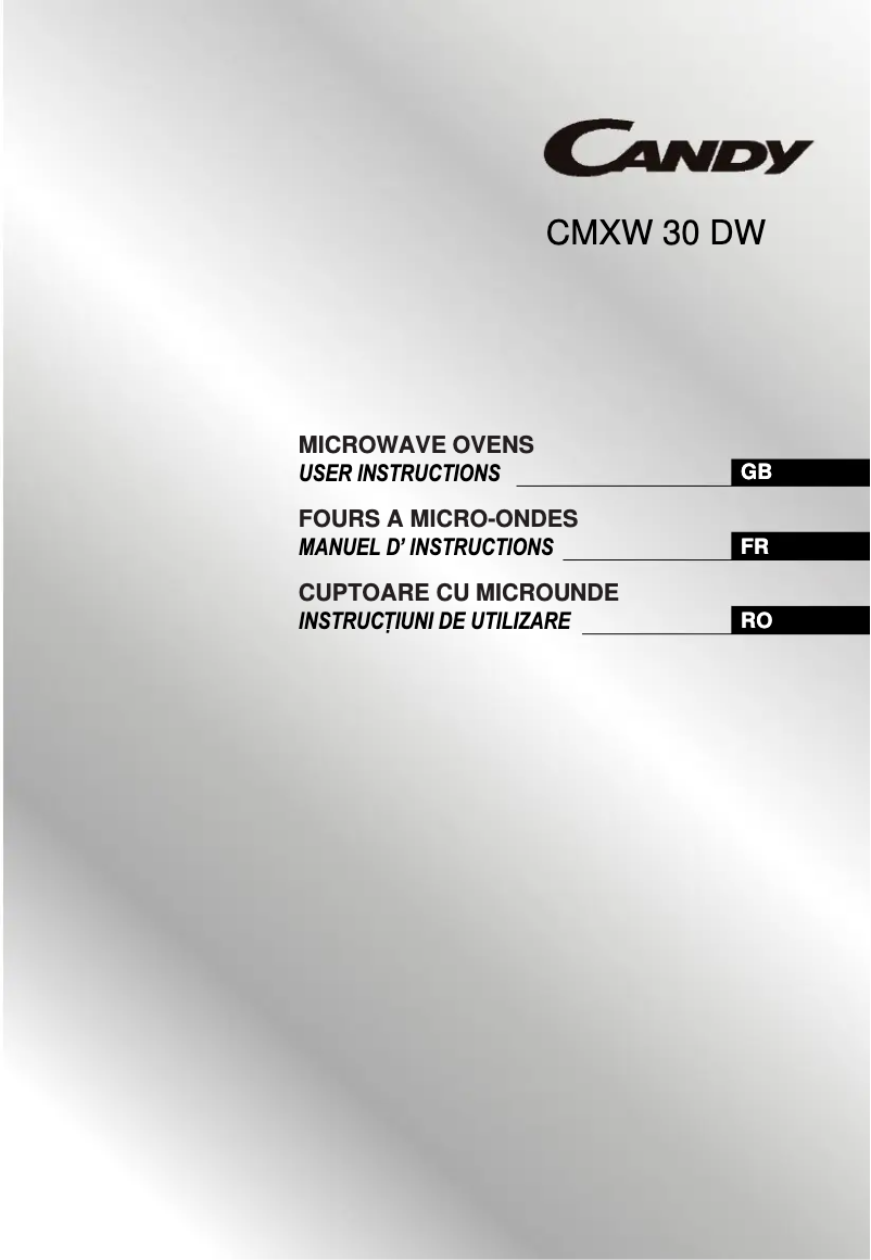 Page 1 de la notice Manuel utilisateur Candy CMXW 30 DW
