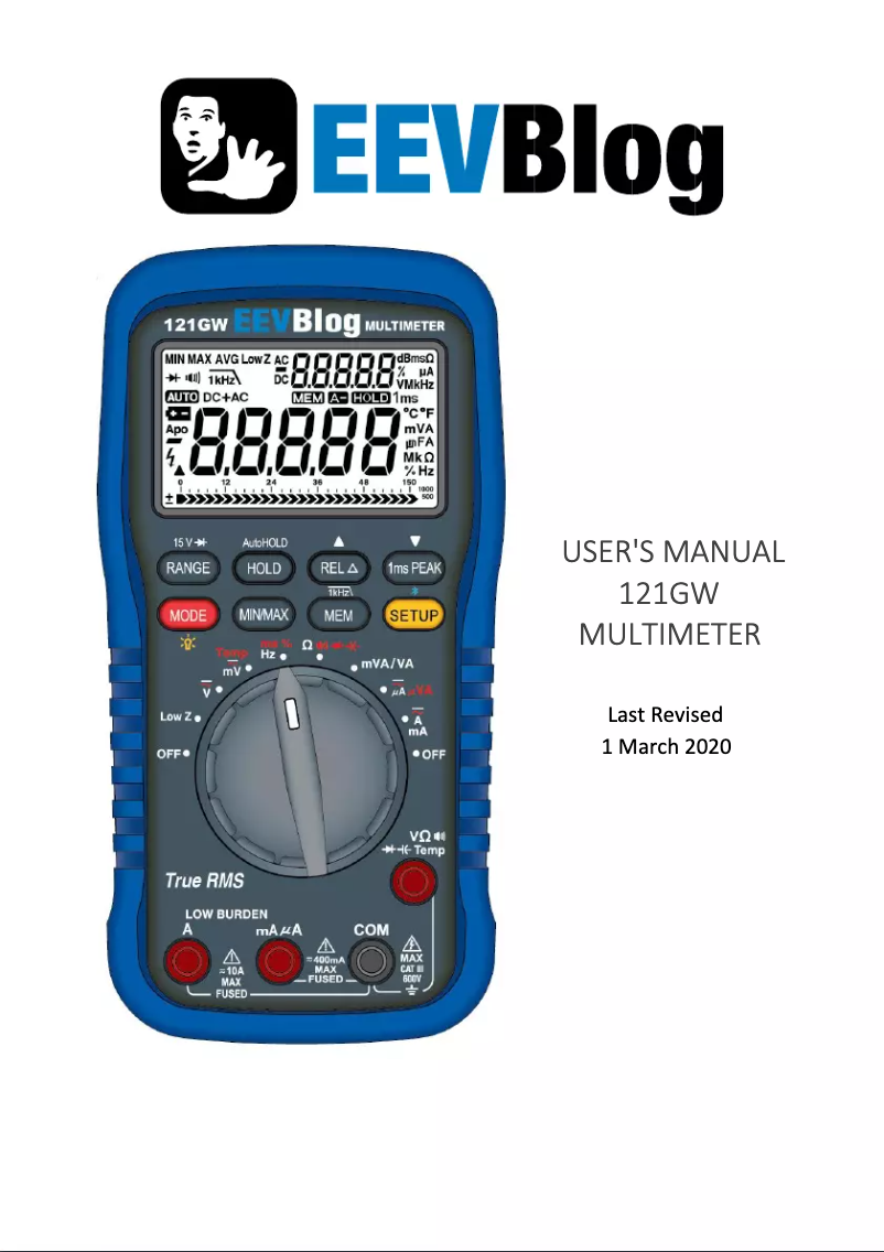 Page n°1 - Manuel utilisateur EEVBlog 121GW