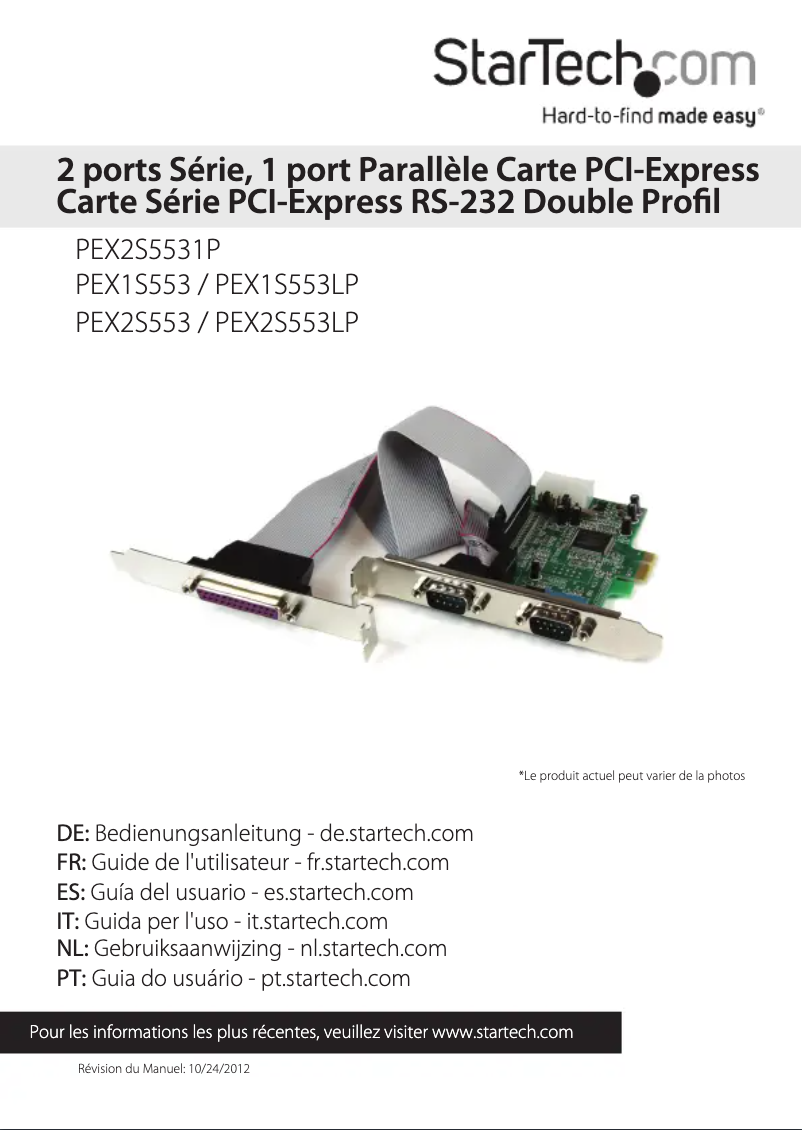 Page n°1 - Manuel utilisateur StarTech.com PEX1S553