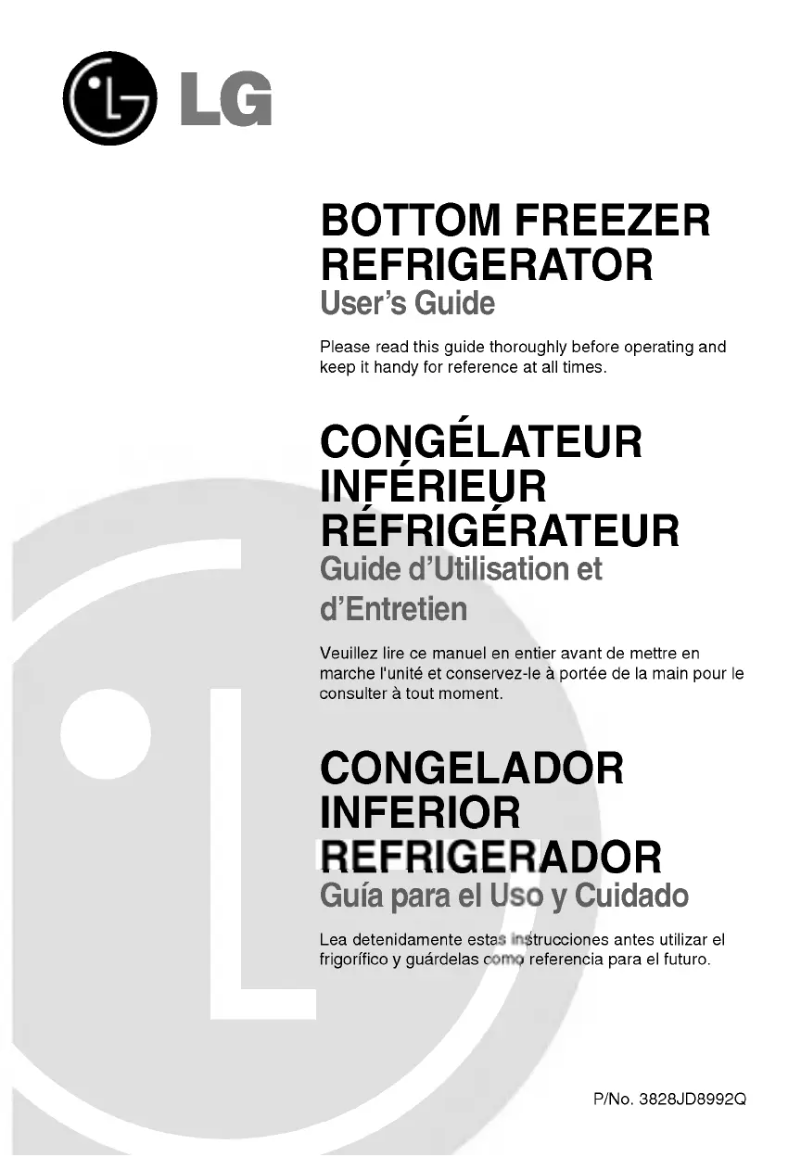 Page n°1 - Manuel utilisateur LG GR-F258JTKA