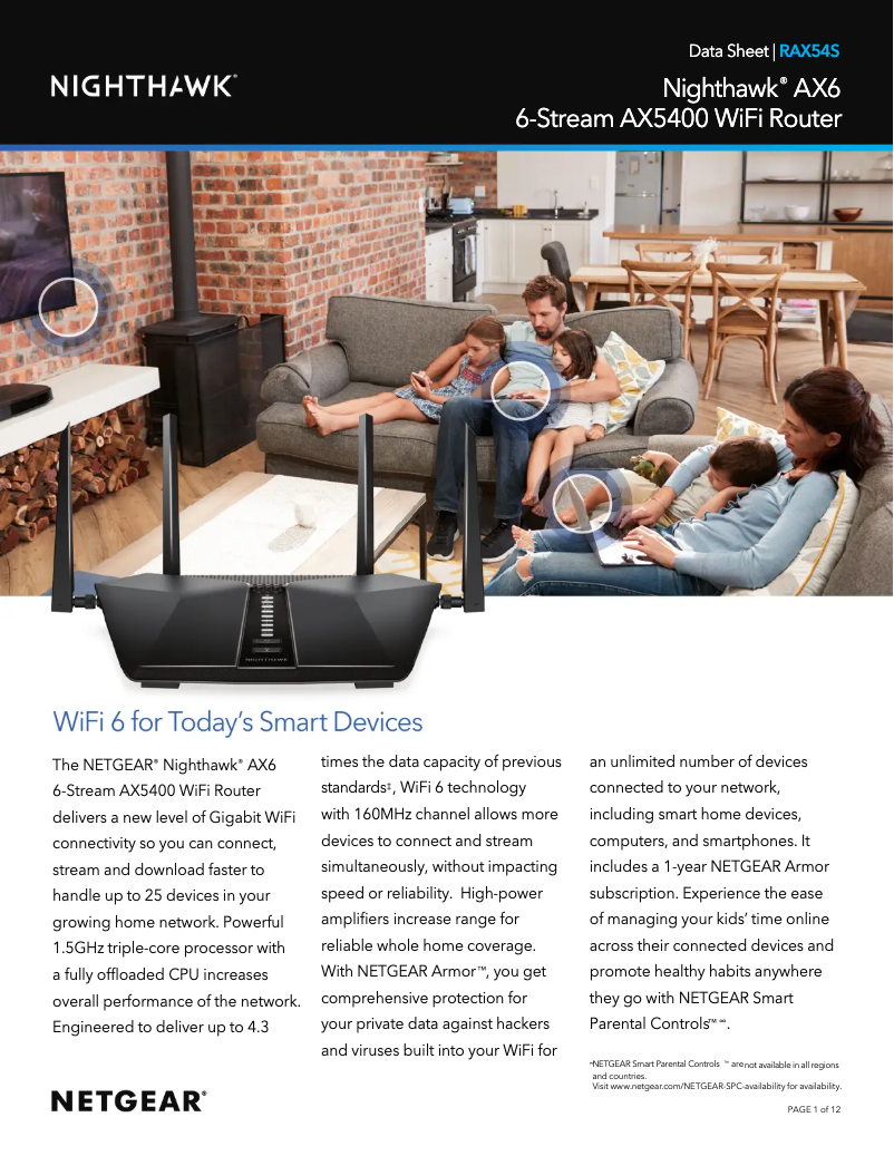 Page 1 de la notice Fiche technique Netgear Nighthawk RAX54S