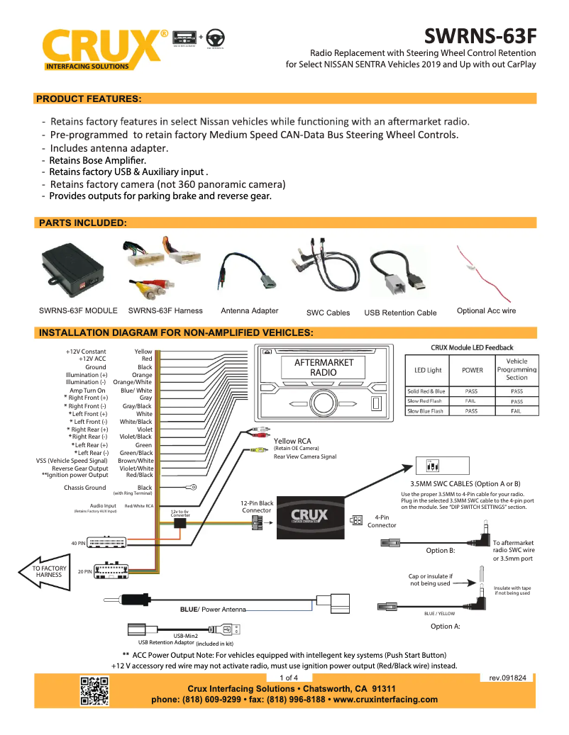 Page 1 de la notice Manuel utilisateur CRUX SWRNS-63F