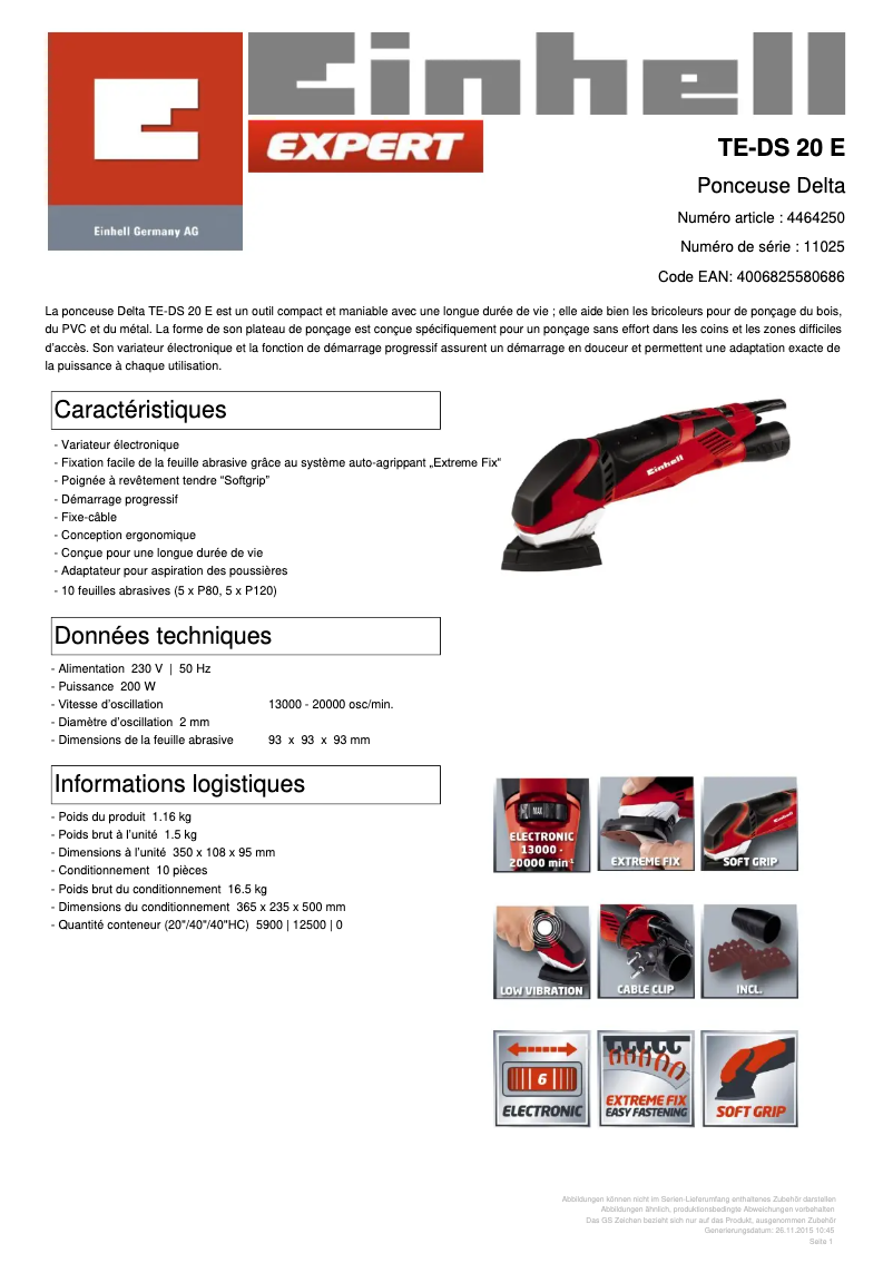 Image de la première page du manuel de l'appareil TE-DS 20 E