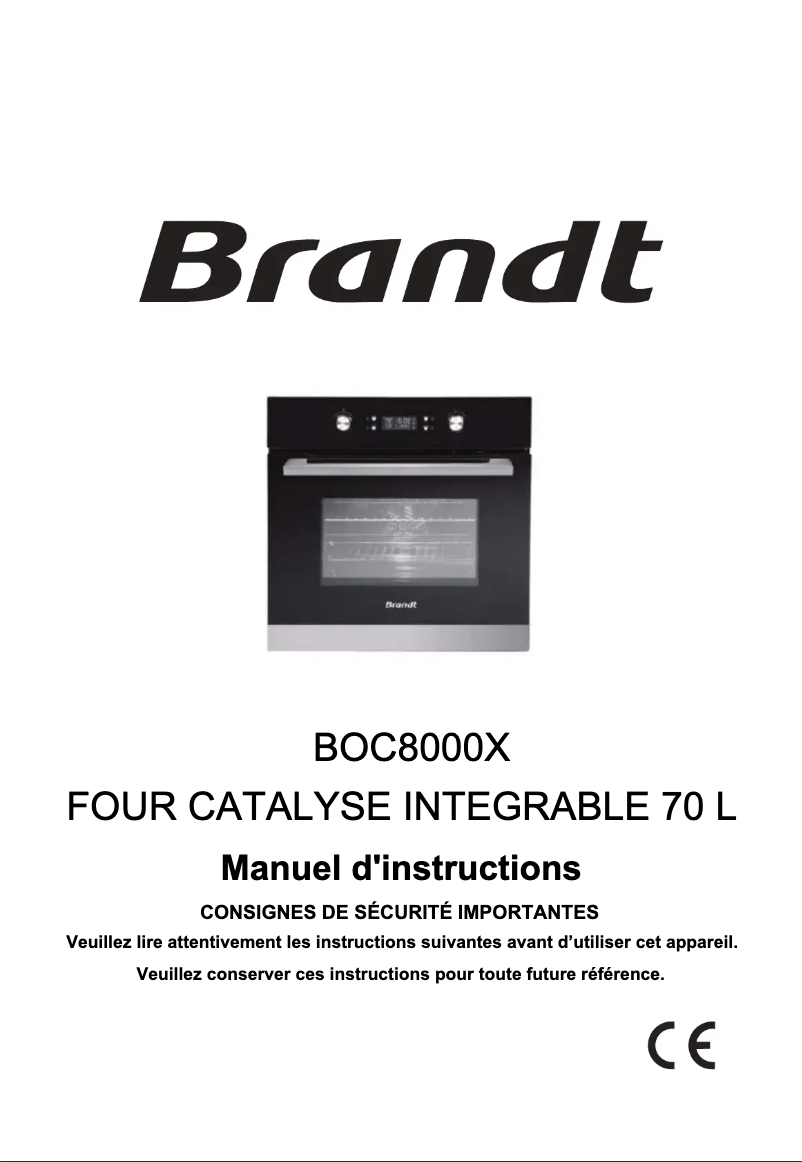 Page 1 de la notice Manuel utilisateur Brandt BOC8000X