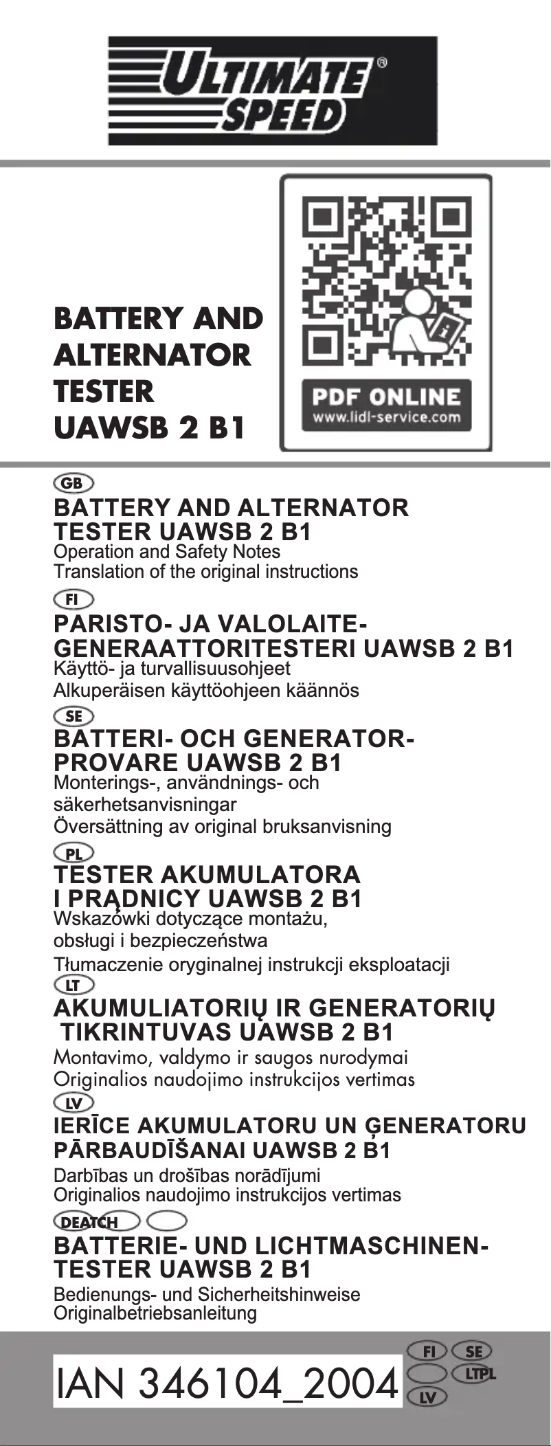 Image de la première page du manuel de l'appareil UAWSB 2 B1