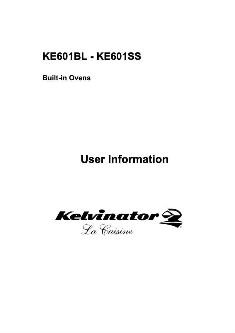 Page 1 de la notice Manuel utilisateur Kelvinator KE601SS