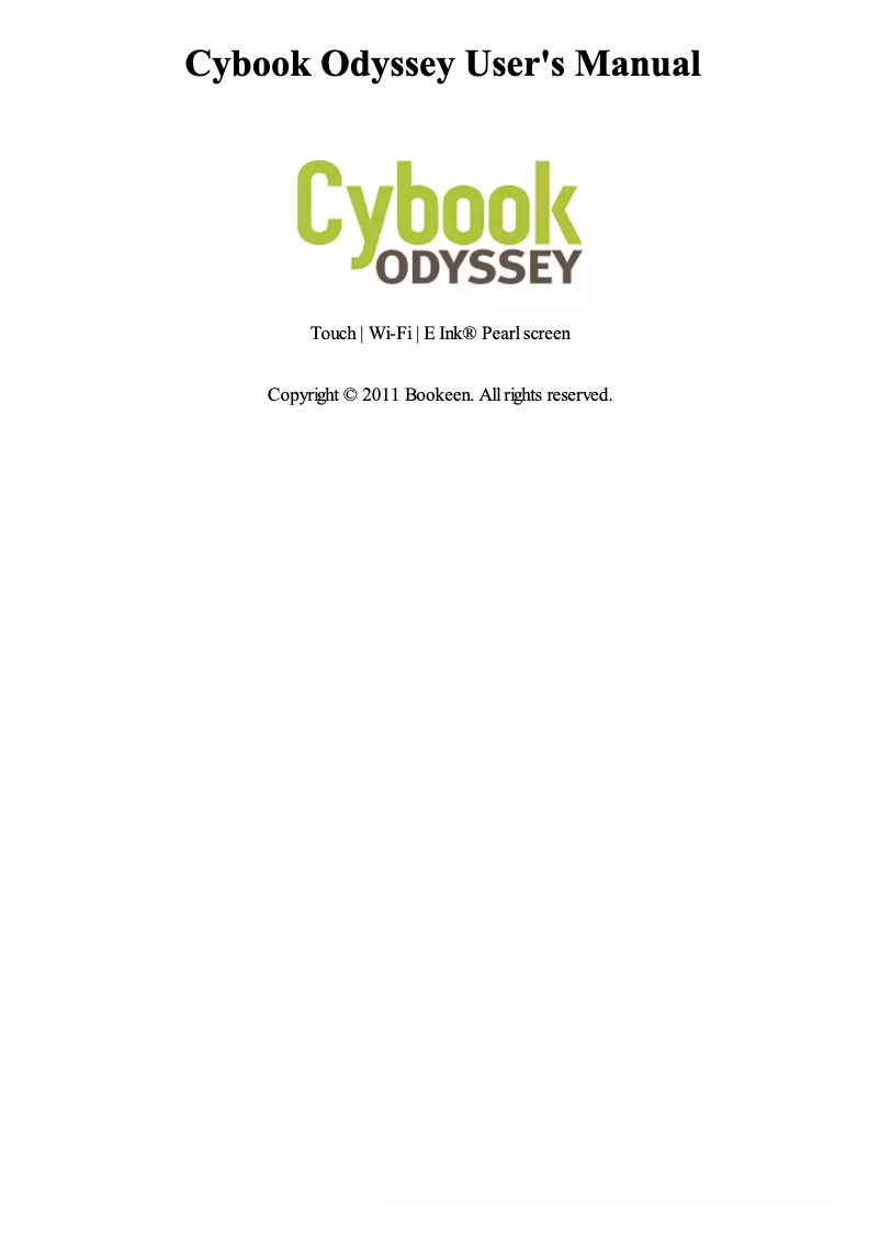 Página 1 del manual Manual de usuario Cybook Odyssey