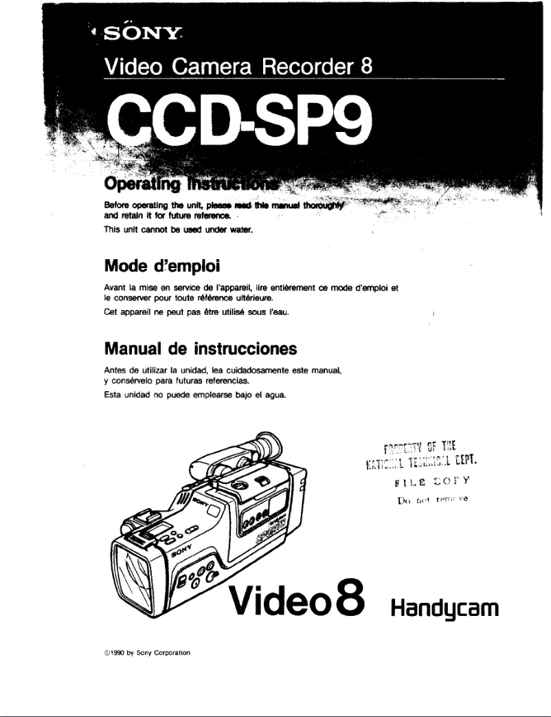 Page 1 de la notice Manuel utilisateur Sony CCD-SP9