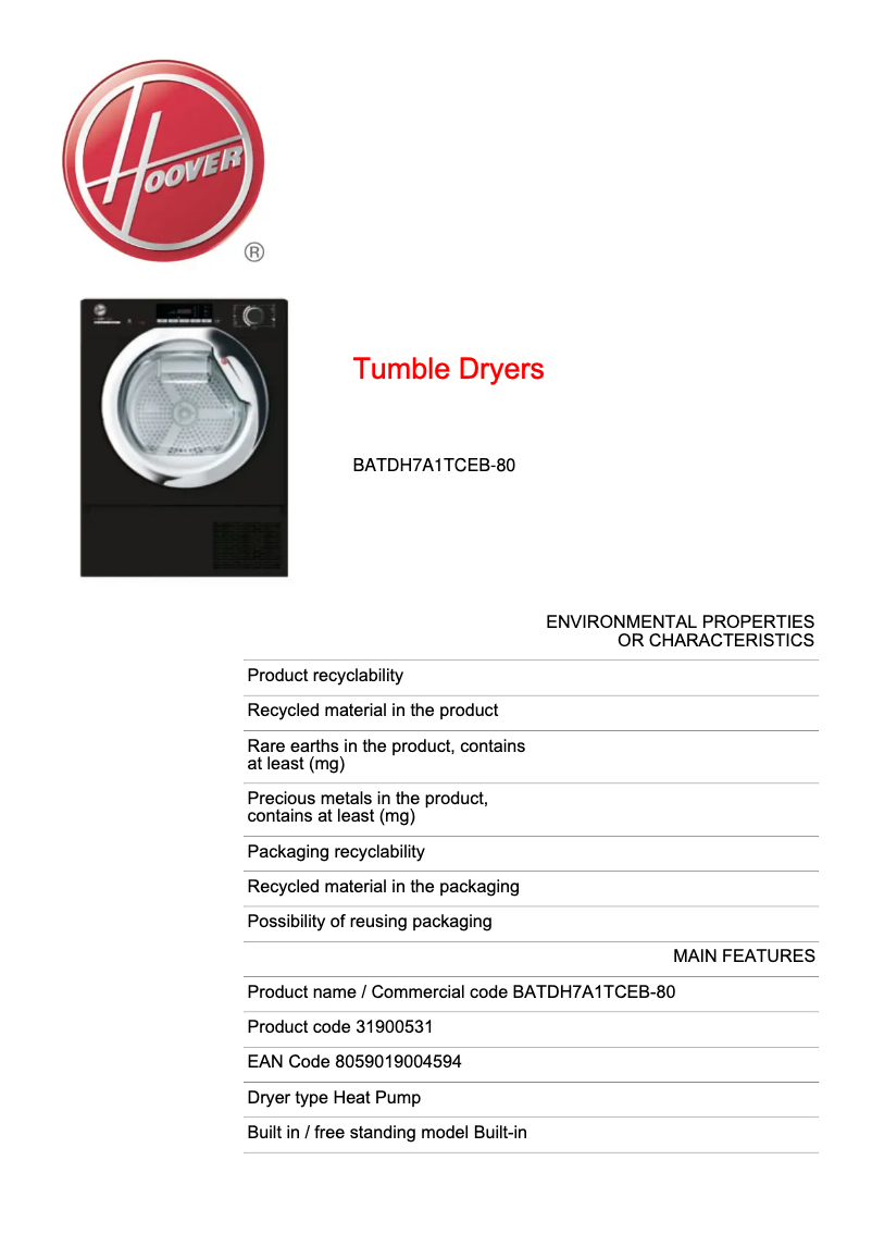 Imagen de la primera página del manual del dispositivo BATDH7A1TCEB-80