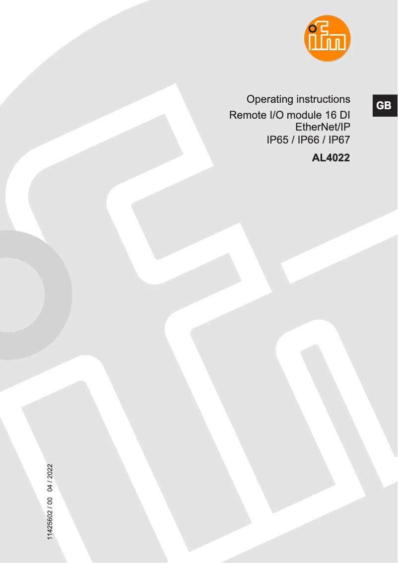 Page n°1 - Manuel utilisateur IFM AL4022