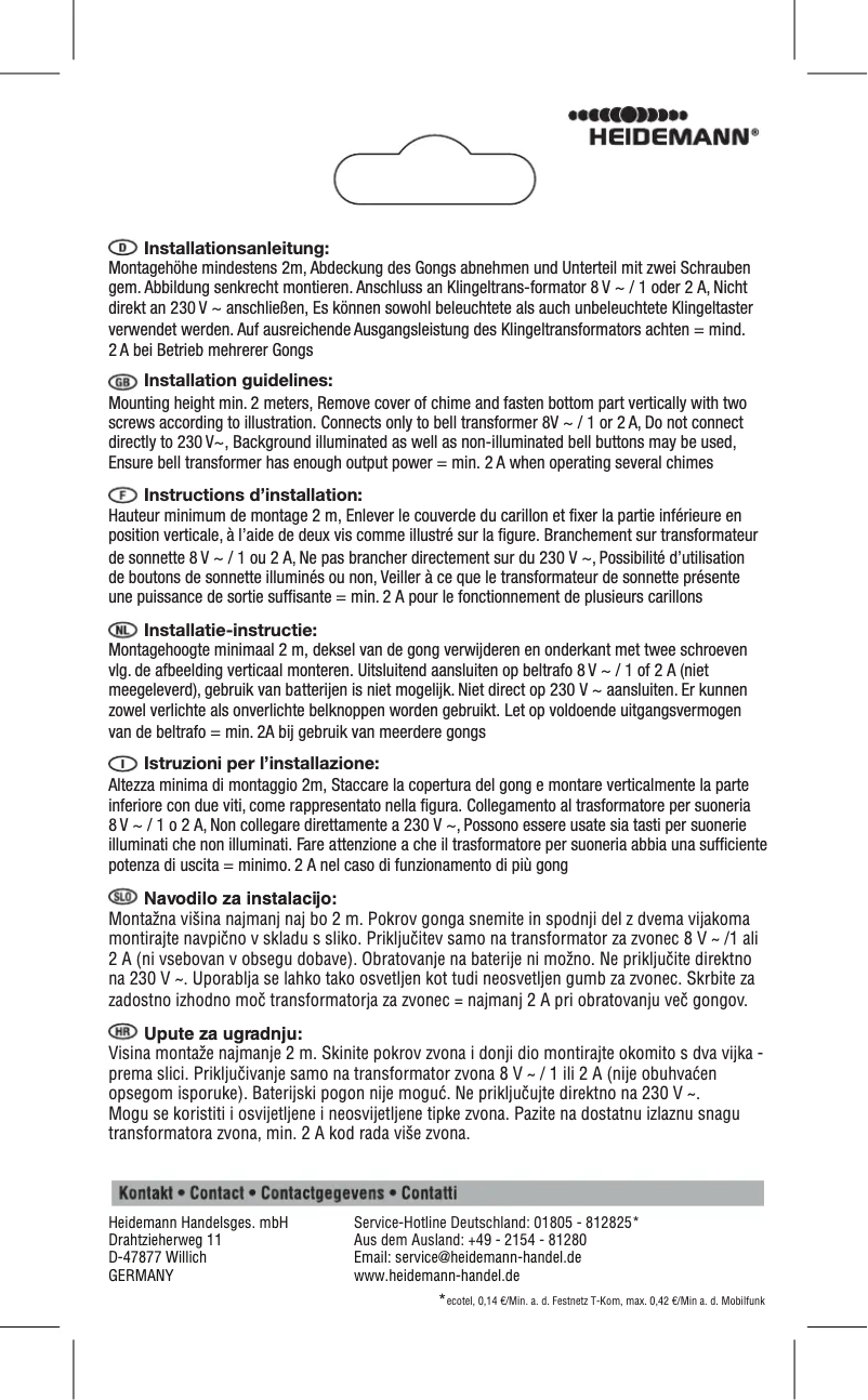 Page 1 de la notice Manuel utilisateur Heidemann 70000