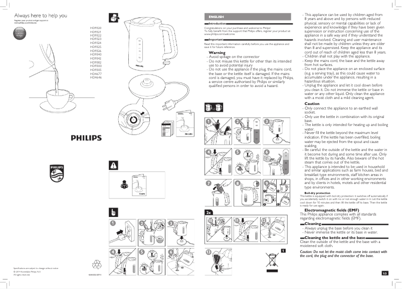 Page 1 de la notice Manuel utilisateur Philips HD9324