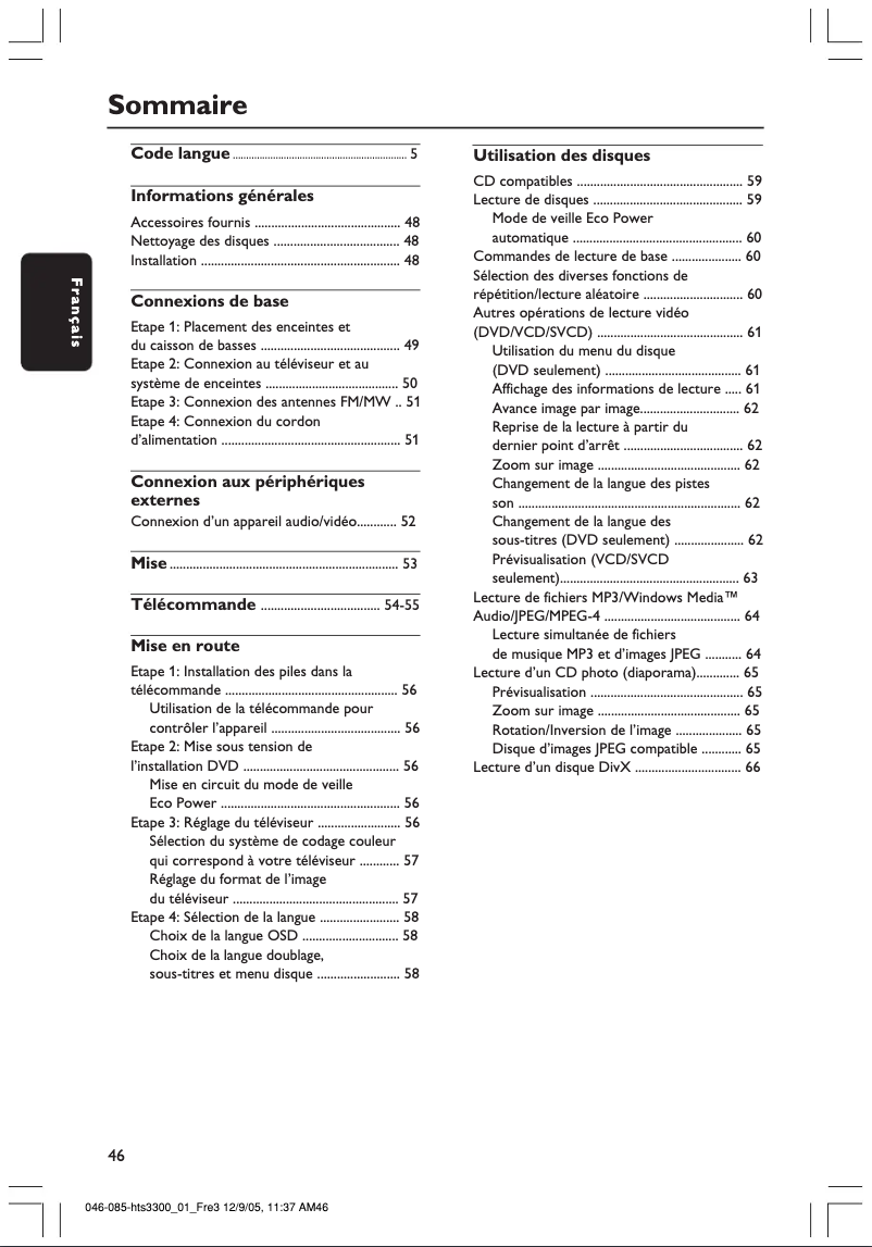 Page 1 de la notice Manuel utilisateur Philips Easifit HTS3300