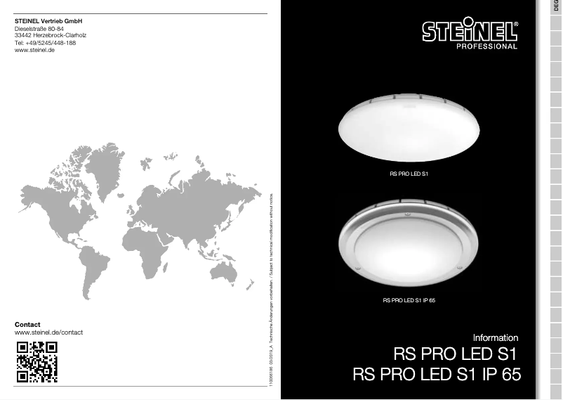 Page n°1 - Manuel utilisateur Steinel RS PRO LED S1