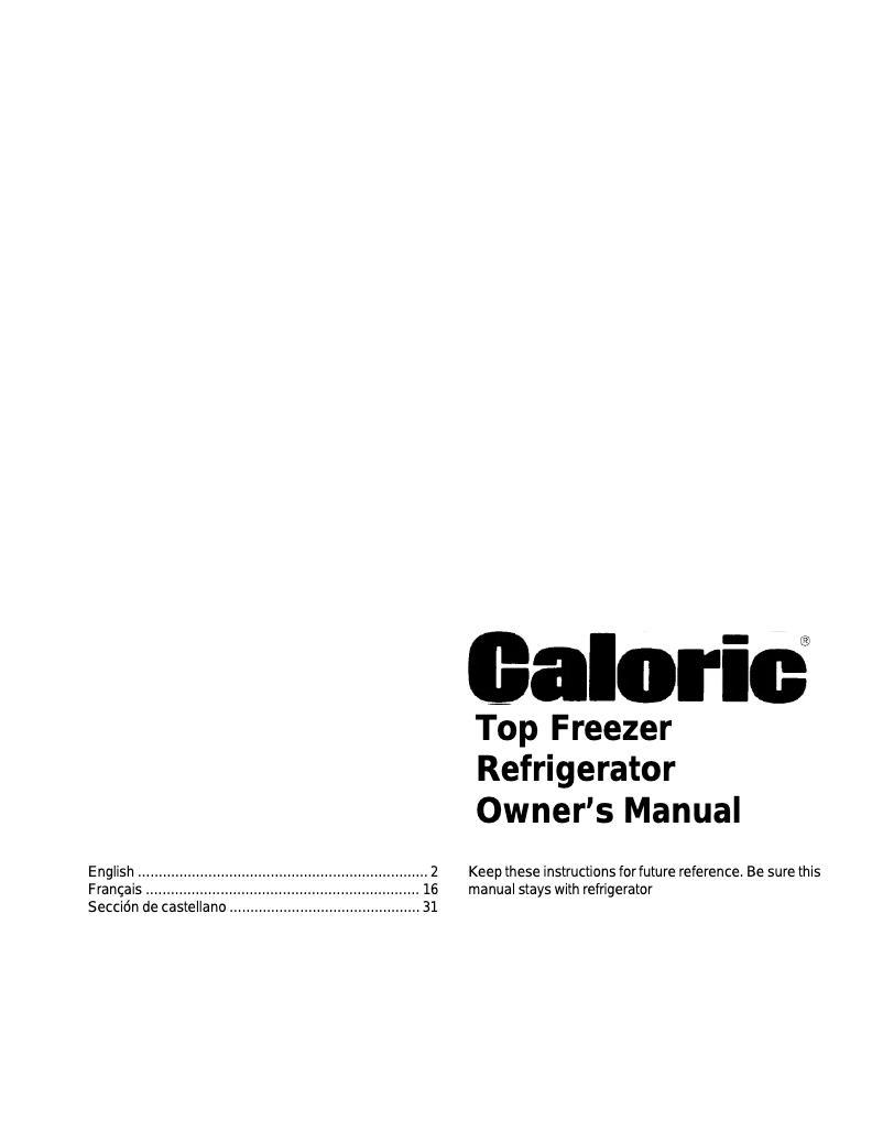 Page n°1 - Manuel utilisateur Caloric GTG21B2L