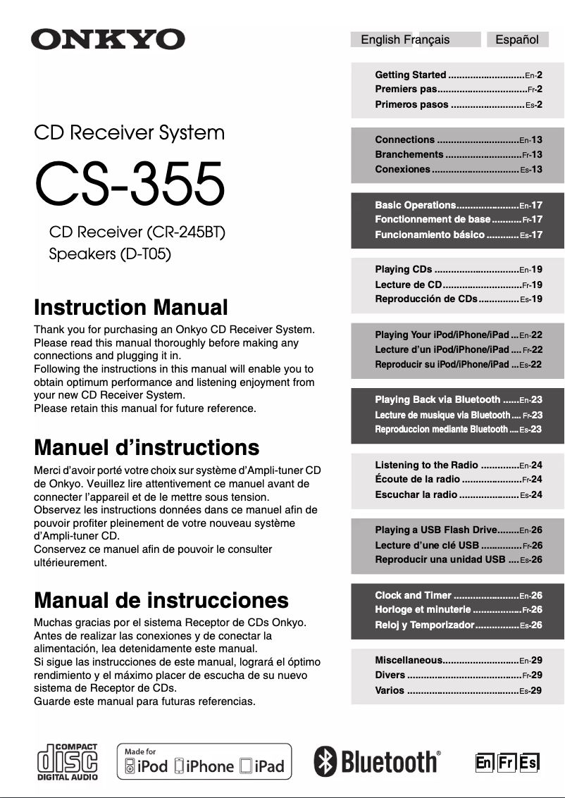 Image de la première page du manuel de l'appareil CS-355