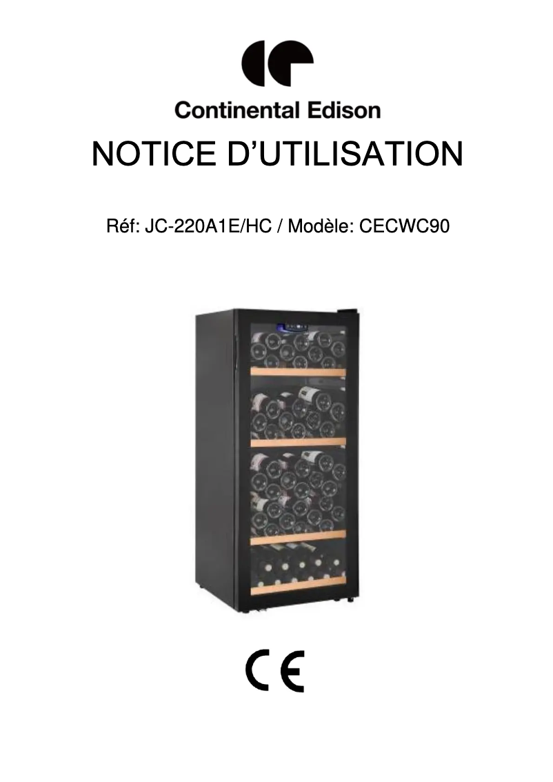 Image de la première page du manuel de l'appareil CECWC90