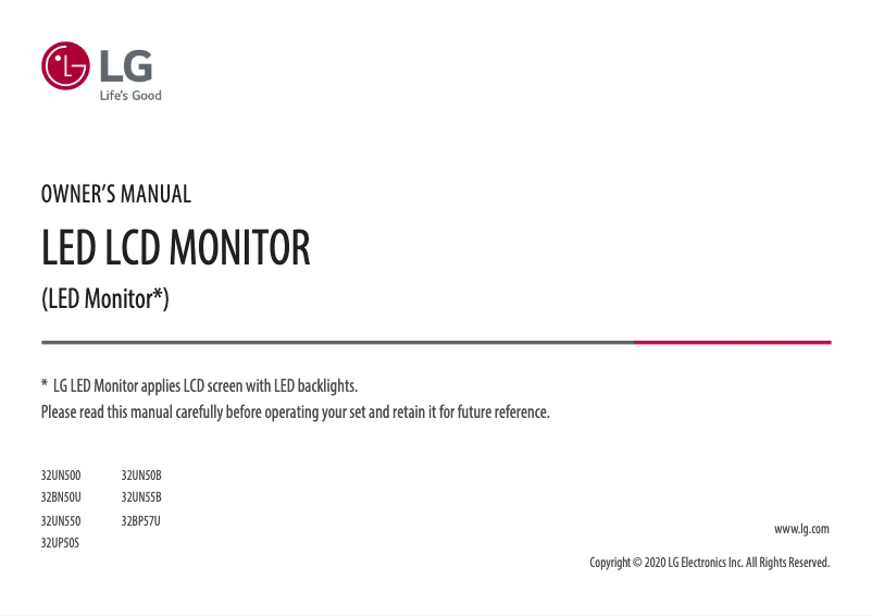 Page 1 de la notice Manuel utilisateur LG 32UP50S