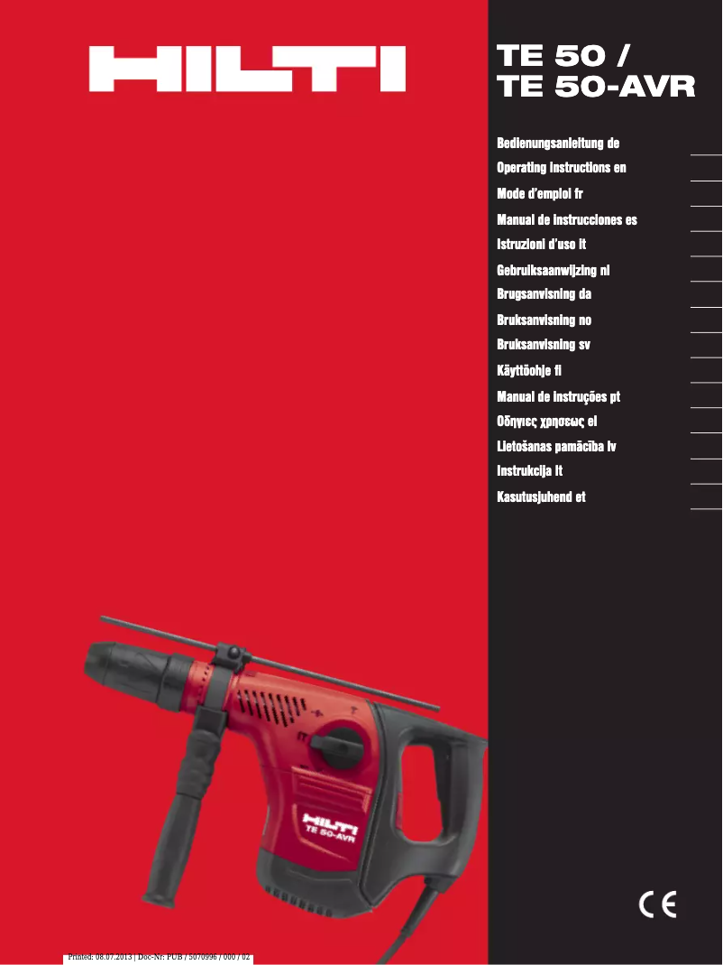 Page n°1 - Manuel utilisateur Hilti TE 50