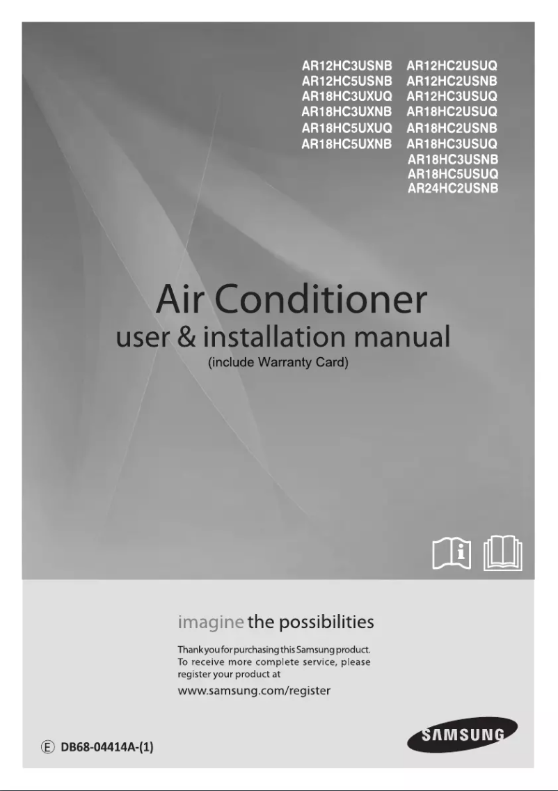 Page 1 de la notice Manuel utilisateur Samsung AR18HC2UXNBXNA