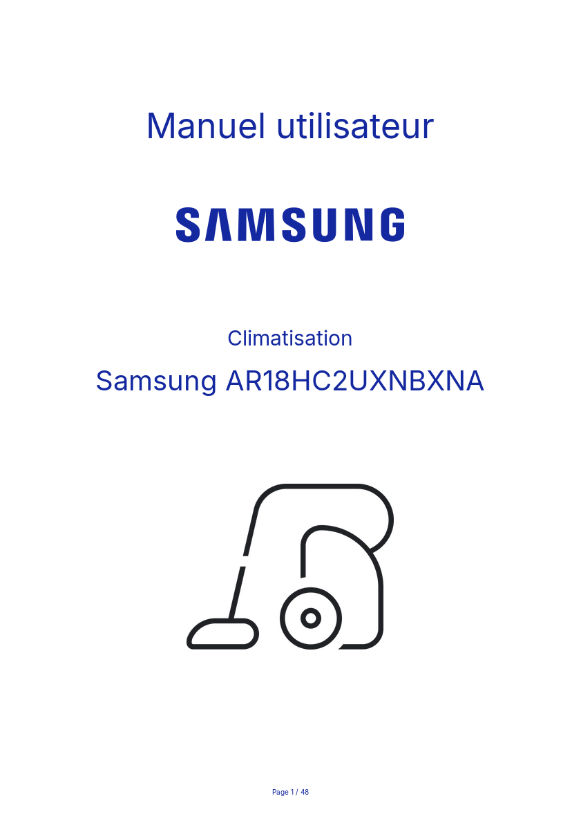 Page n°1 - Manuel utilisateur Samsung AR18HC2UXNBXNA