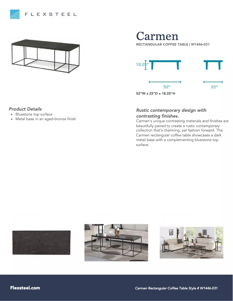 Page n°1 - Manuel utilisateur Flexsteel Carmen W1446-031
