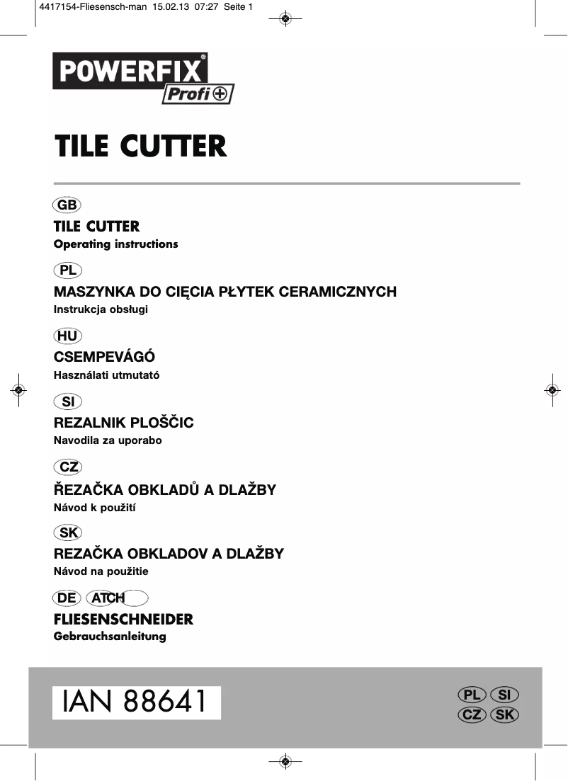 Image de la première page du manuel de l'appareil Tile Cutter