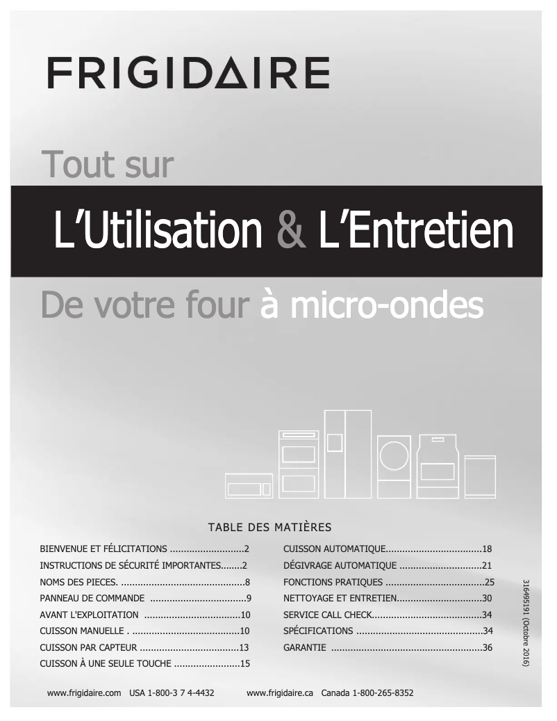 Page n°1 - Manuel utilisateur Frigidaire FGMV176NTF