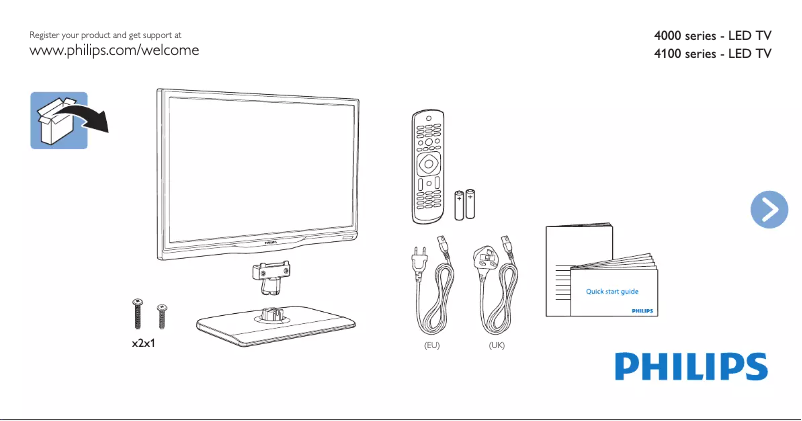 Page 1 de la notice Guide de démarrage rapide Philips 24PHT4109