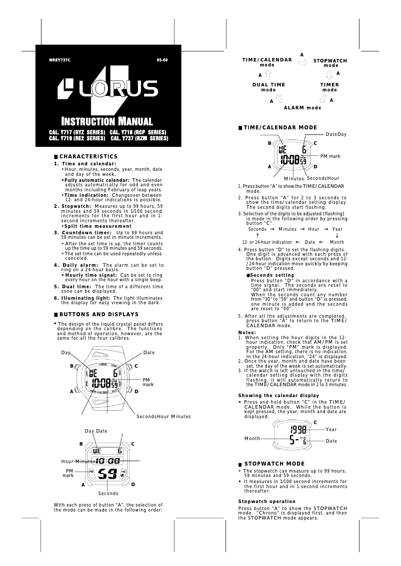 Página 1 del manual Manual de usuario Lorus Y717