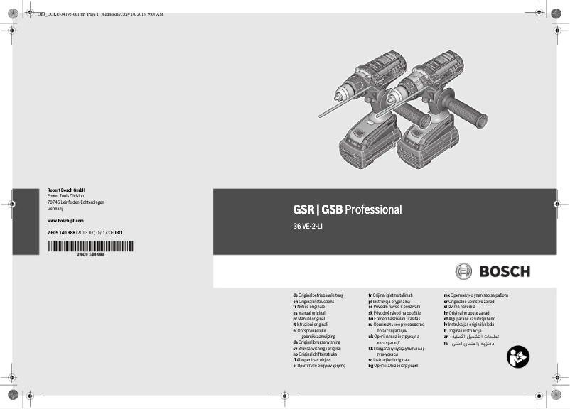Image de la première page du manuel de l'appareil GSB 36 VE-2-LI