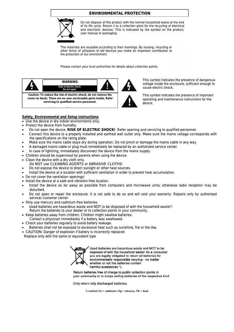 Page 1 de la notice Manuel utilisateur Soundmaster TR120
