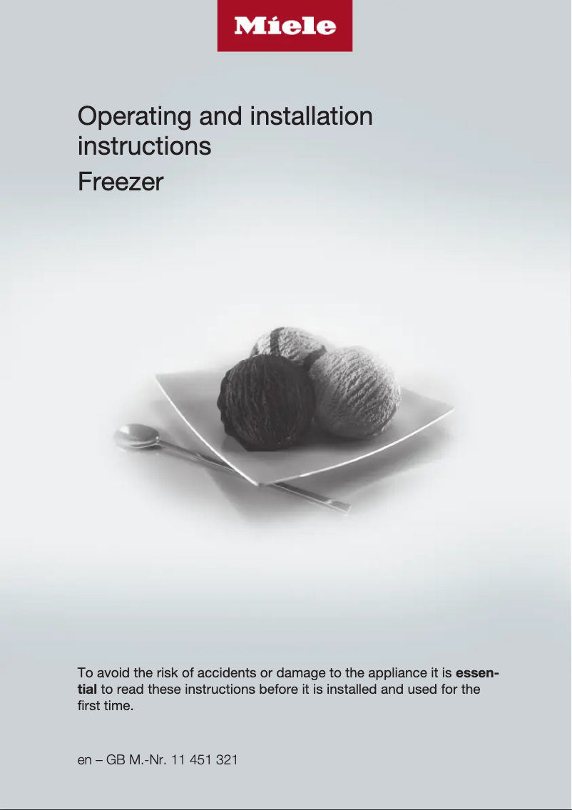 Page 1 de la notice Guide d'installation Miele FNS 37405 i