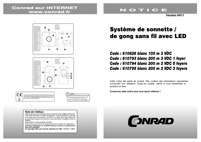 Page n°1 - Manuel utilisateur m-e Bell-220.3