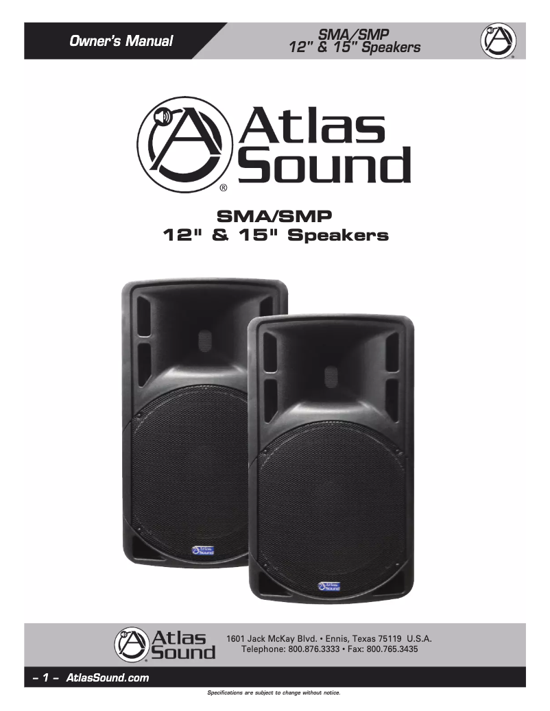 Page 1 de la notice Manuel utilisateur Atlas Sound SMP-12