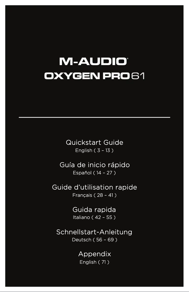Image de la première page du manuel de l'appareil Oxygen Pro 61