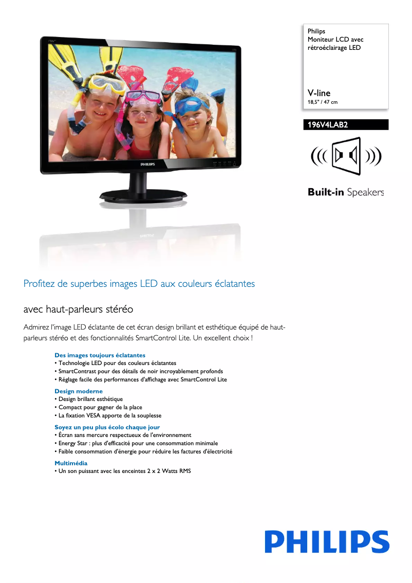 Página 1 del manual Ficha técnica Philips 196V4LAB2