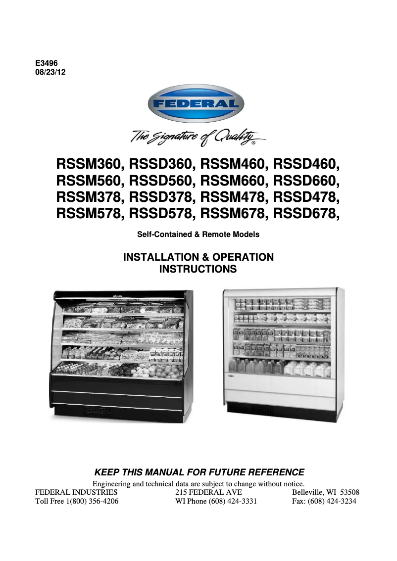 Page 1 de la notice Manuel utilisateur Federal RSSD-678SC