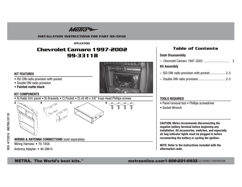 Imagen de la primera página del manual del dispositivo 99-3311B