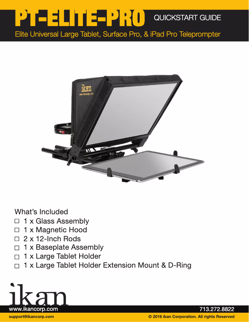 Page 1 de la notice Manuel utilisateur Ikan PT-Elite-Pro