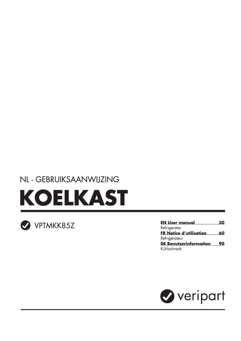Page n°1 - Manuel utilisateur Veripart VPTMKK85Z