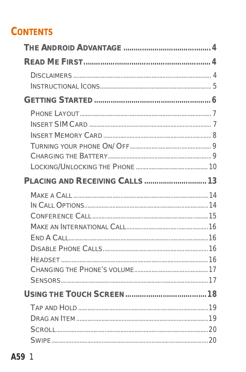 Page n°1 - Manuel utilisateur Micromax Bolt A59